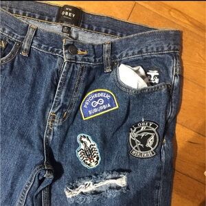 Obey Blue Jeans with Patches